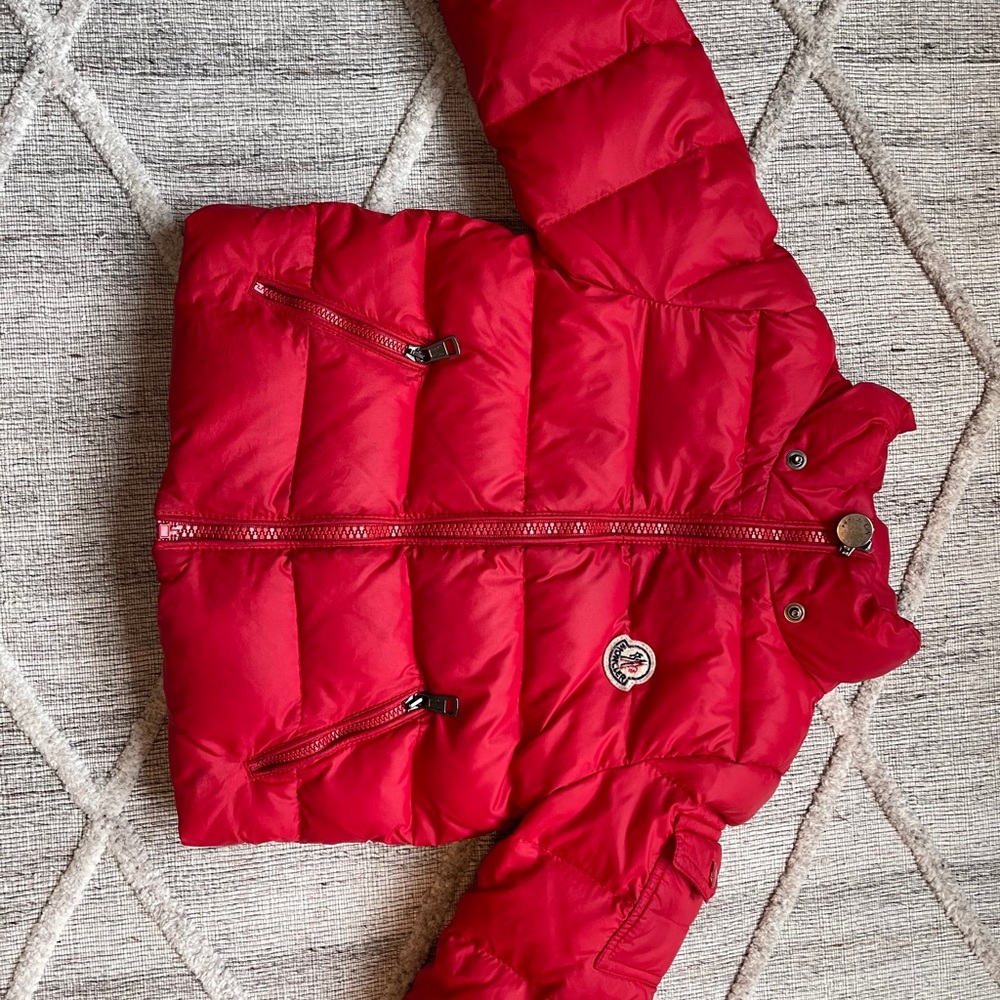 Red Moncler puffer jacket kids